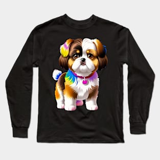 Tie Dye Shih Tzu Puppy 02 Long Sleeve T-Shirt